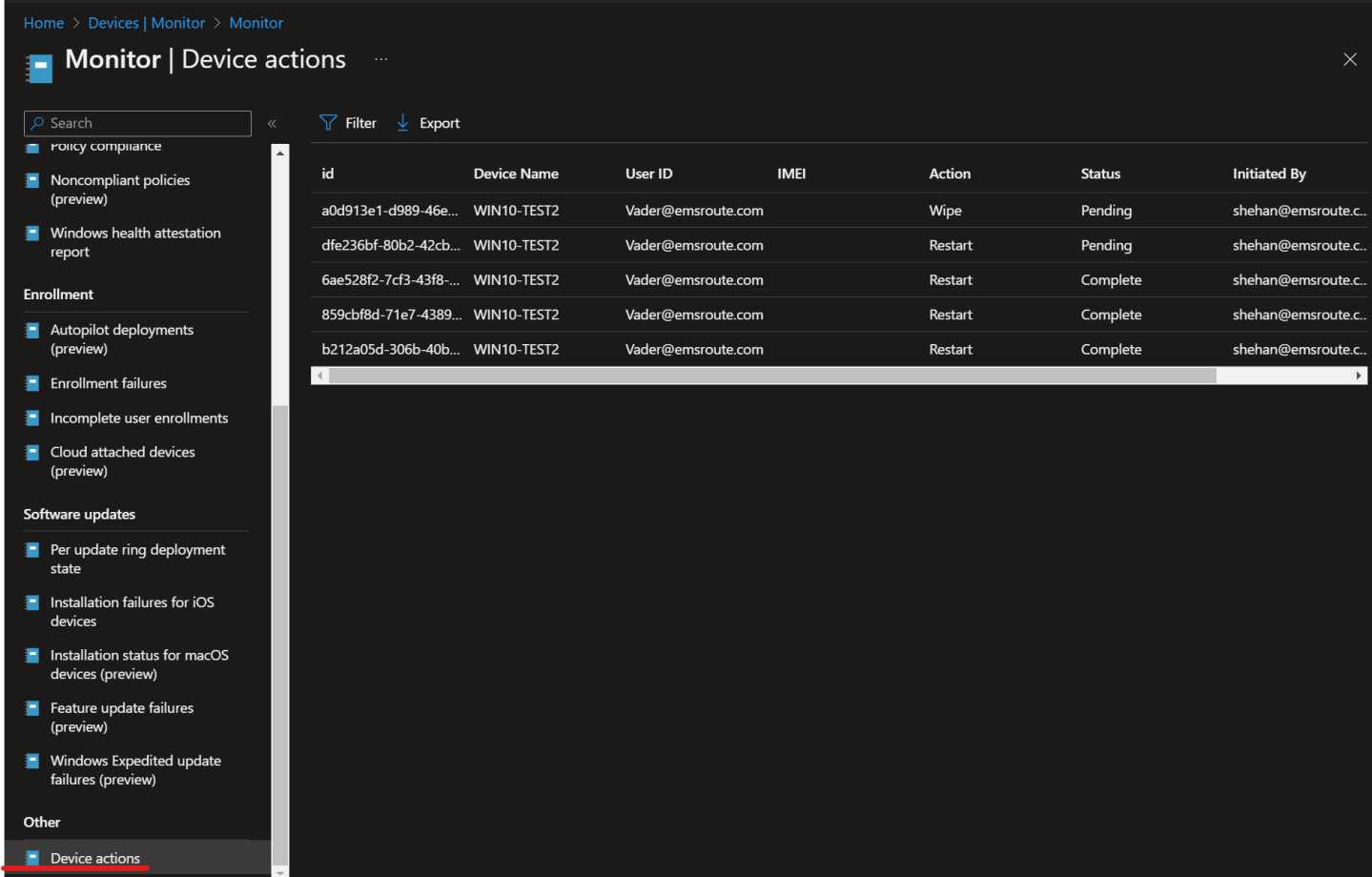 Microsoft Intune Bulk Device Actions – EMS Route